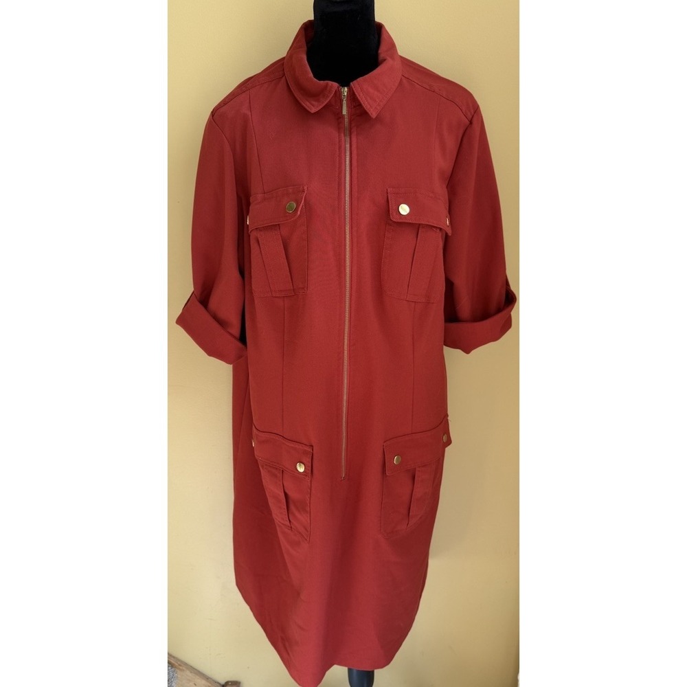 Sharagano Womens Shirt Dress Sz 20W Poppy No Belt